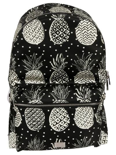 Shop Dolce & Gabbana Pineapple Print Backpack In Black