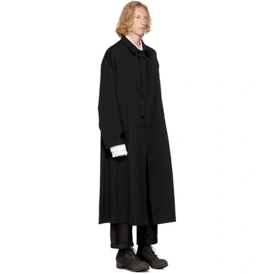 Shop Yohji Yamamoto Black Gabardine Rain Coat