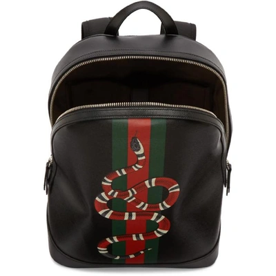 Gucci Web And Kingsnake Print Leather Backpack In | ModeSens