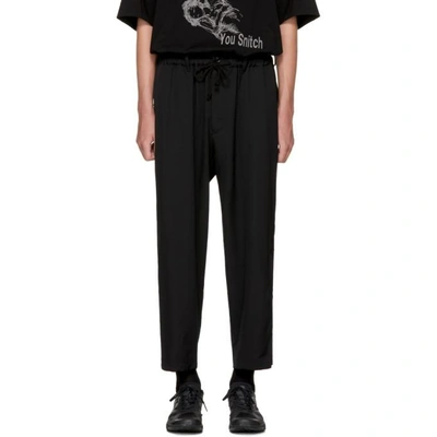 Shop Yohji Yamamoto Black Open Knee Trousers