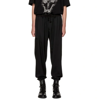 Shop Yohji Yamamoto Black Twill Trousers