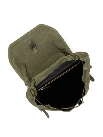 Shop Stella Mccartney Exo Waxed Fabric Falabella Backpack In Khaky|verde