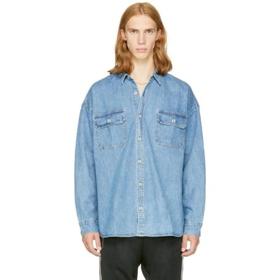 Fear Of God Fifth Collection Oversized Denim Shirt In Mid Blue