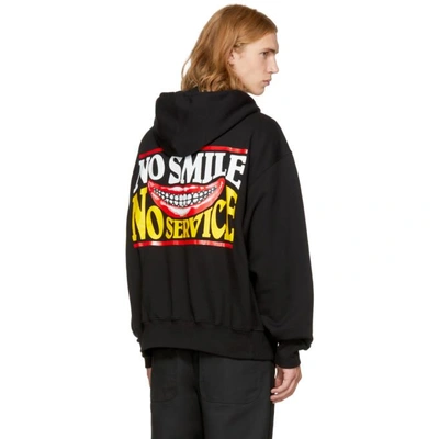 Shop Stella Mccartney Black 'no Smile No Service' Lips Hoodie