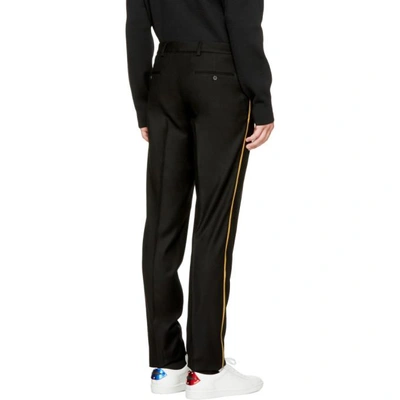 Shop Saint Laurent Black Gold Stripe Trousers