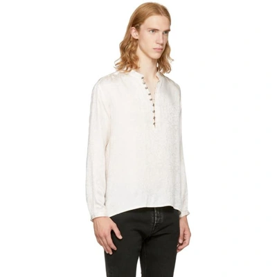 Shop Saint Laurent Off-white Jacquard Half-button Shirt