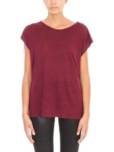 Iro Amery Shoulder Tie T-shirt In Bordeaux