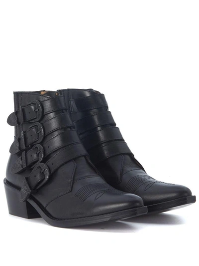 Shop Toga Texan  Pulla In Black Leather With Opaque Black Buckles In Nero
