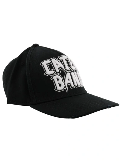 Dsquared2 Caten Band Black Fabric Cap In Black White