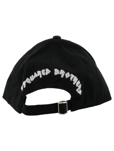 Dsquared2 Caten Band Black Fabric Cap In Black White