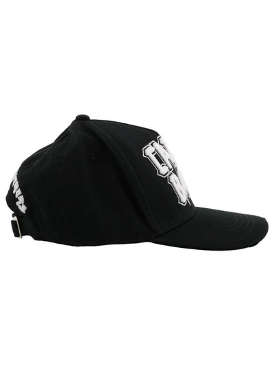 Dsquared2 Caten Band Black Fabric Cap In Black White