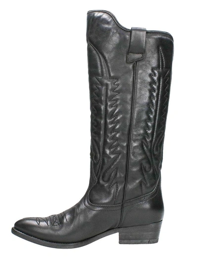 Shop Golden Goose Black Cowboy Boots In Grey