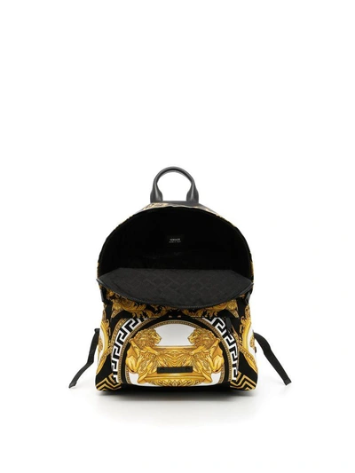 Shop Versace Backpack With Iconic Print In Nero+multicolor|giallo