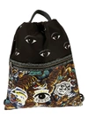 Kenzo Multi Logo Drawstring Backpack In Multicolor
