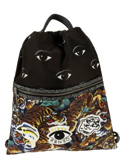 Kenzo Multi Logo Drawstring Backpack In Multicolor