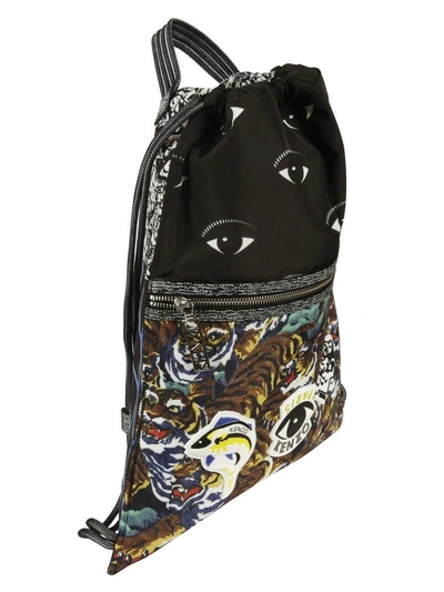 Kenzo Multi Logo Drawstring Backpack In Multicolor