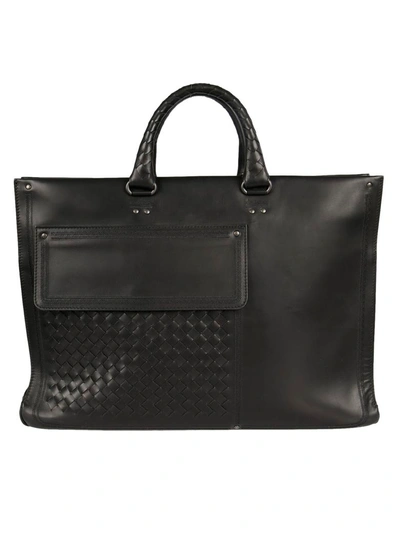 Bottega Veneta Front Flap Briefcase In Black