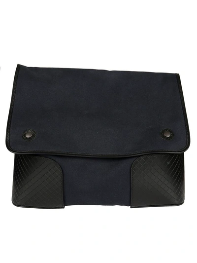 Bottega Veneta Trim Braided Backpack In New Navy Dark+black