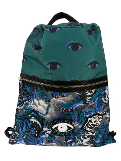 Shop Kenzo Multi Icon Drawstring Backpack In Sapin