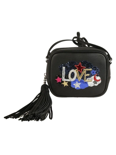 Shop Saint Laurent Love Embellished Shoulder Bag In Nero