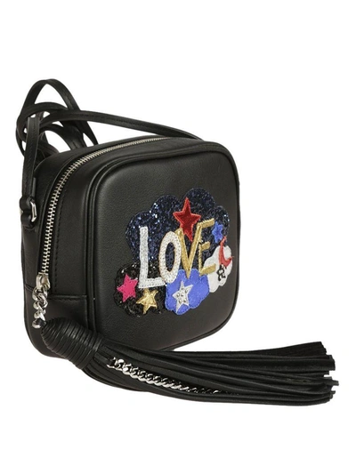 Shop Saint Laurent Love Embellished Shoulder Bag In Nero