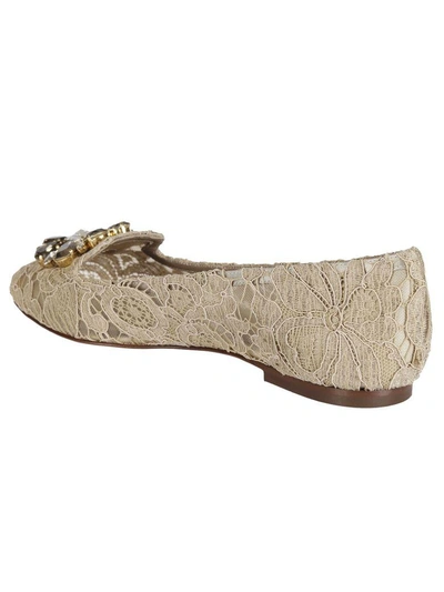 Shop Dolce & Gabbana Crystal Embellished Slippers In Sand