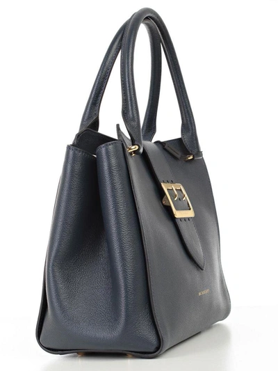 Shop Burberry Tote In Blue Carbon