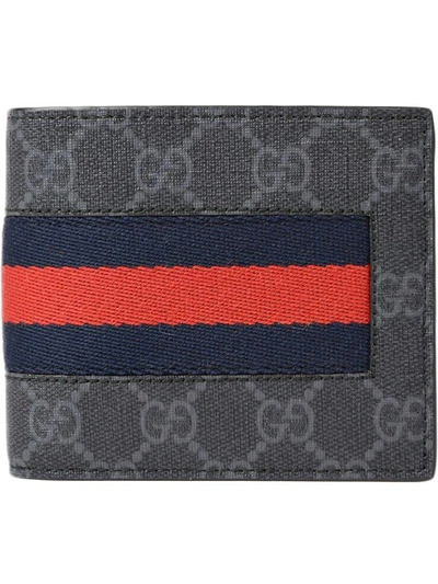 Shop Gucci New Web Gg Supreme Selleria Wallet In Black/brb