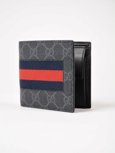 Shop Gucci New Web Gg Supreme Selleria Wallet In Black/brb