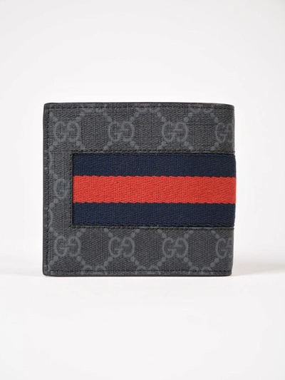 Shop Gucci New Web Gg Supreme Selleria Wallet In Black/brb