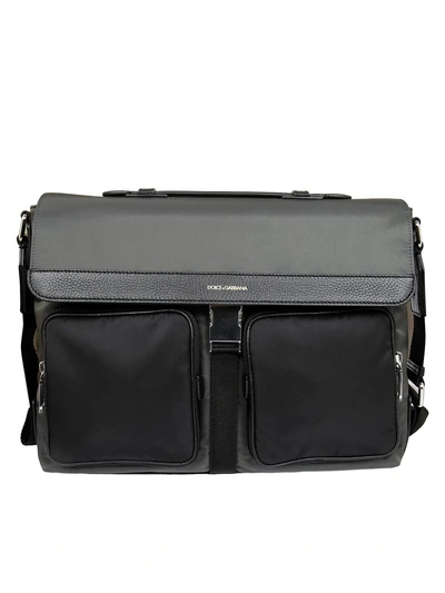 Dolce & Gabbana Flap Shoulder Bag In Anthracite/black