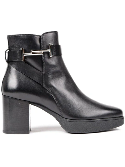 Shop Tod's Front Platform Ankle Boots In Black