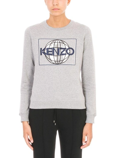 Shop Kenzo Logo Sweatshirt In Grey
