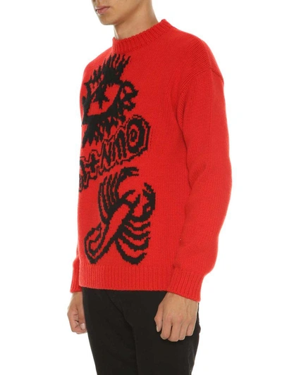 Shop Stella Mccartney Sweater With Front Design In Flame-black