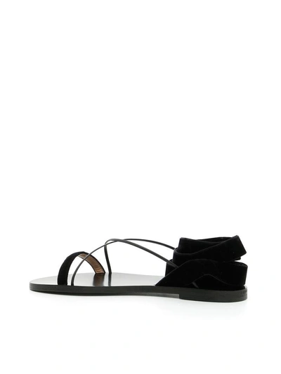 Shop Valentino Velour Sandals In Total Black/black/black|nero