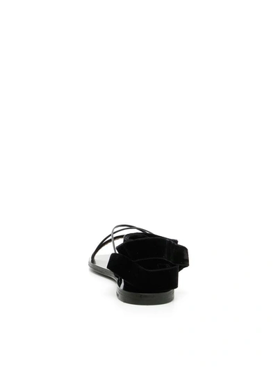 Shop Valentino Velour Sandals In Total Black/black/black|nero