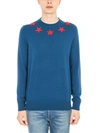 GIVENCHY STAR APPLIQUES BLUE WOOL JUMPER,17F7501501