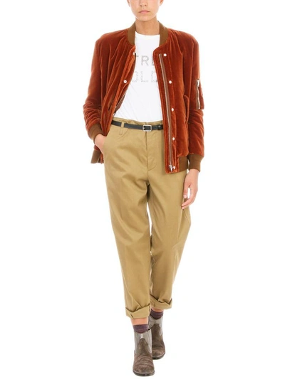 Shop Golden Goose Bomber Jonie Lined Velvet Rust Velvet In Bordeaux