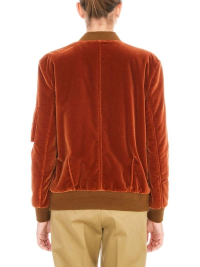 Shop Golden Goose Bomber Jonie Lined Velvet Rust Velvet In Bordeaux