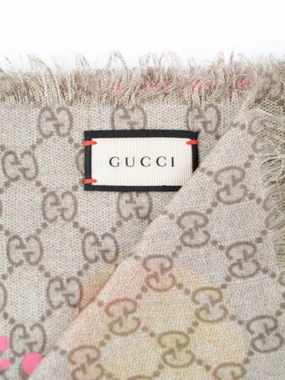 Shop Gucci Space Animal Print Scarf In Nude & Neutrals