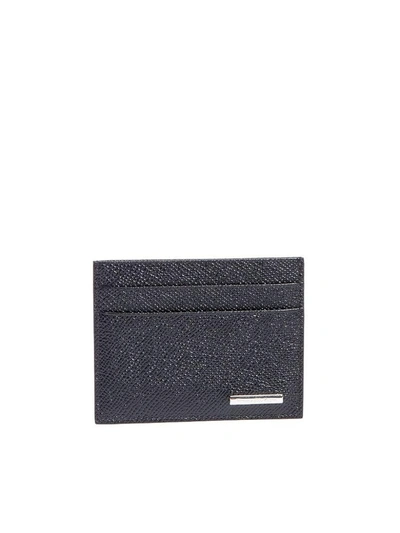 Ermenegildo Zegna Leather Card Holder In Dark Blue