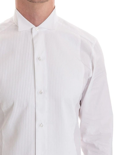 Shop Ermenegildo Zegna Tuxedo Shirt Cotton In White