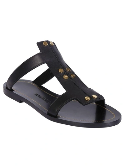 Shop Tom Ford Leather Flat Sandals In Black