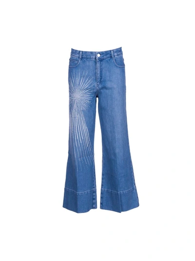 Shop Stella Mccartney Embellished Wide-leg Jeans In Blue