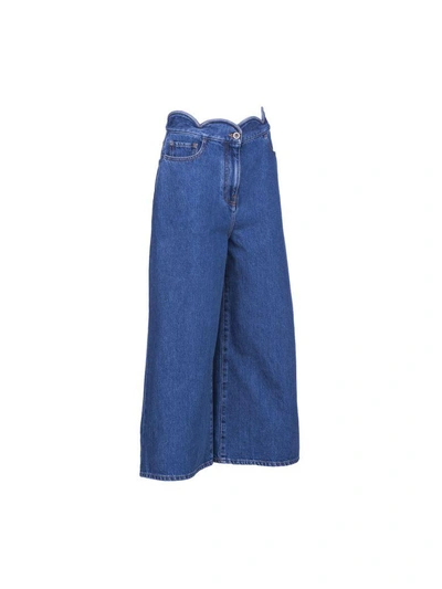 Shop Valentino Culotte Denim Jeans In Blue Denim