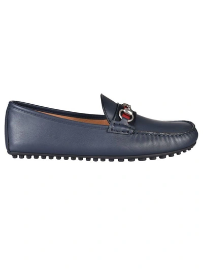 Shop Gucci Leather Driving Shoes In Blu