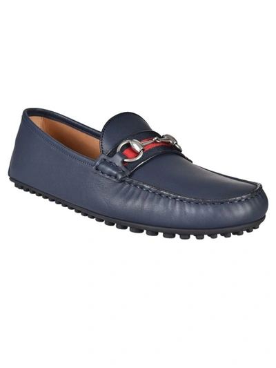 Shop Gucci Leather Driving Shoes In Blu