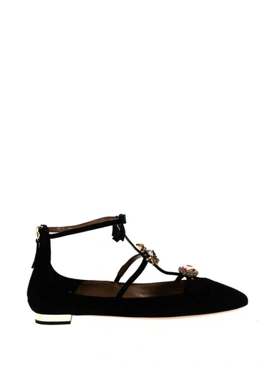 Shop Aquazzura Ballerina Pandora Flat In Black