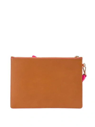 Shop Sophia Webster Flossy Butterfly Two-tone Leather Clutch Bag In Cuoio