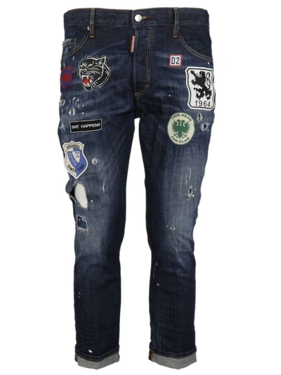 Shop Dsquared2 Embellished Jeans In Blu Medio